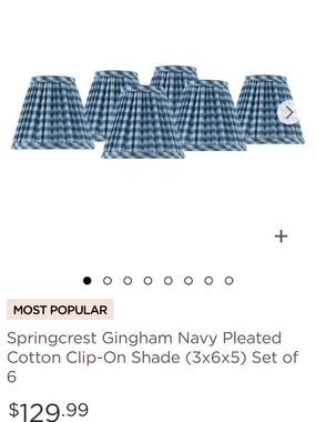 Navy Gingham Pleated sconce shades